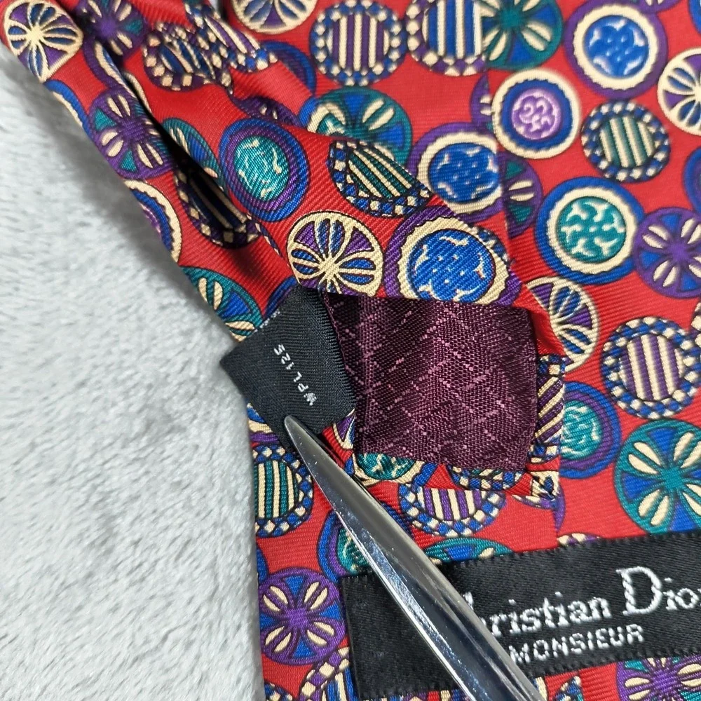 Vintage Christian Dior Monsieur‎ Tie Mens 56.5x3.75 Geometric Abstract Colorful